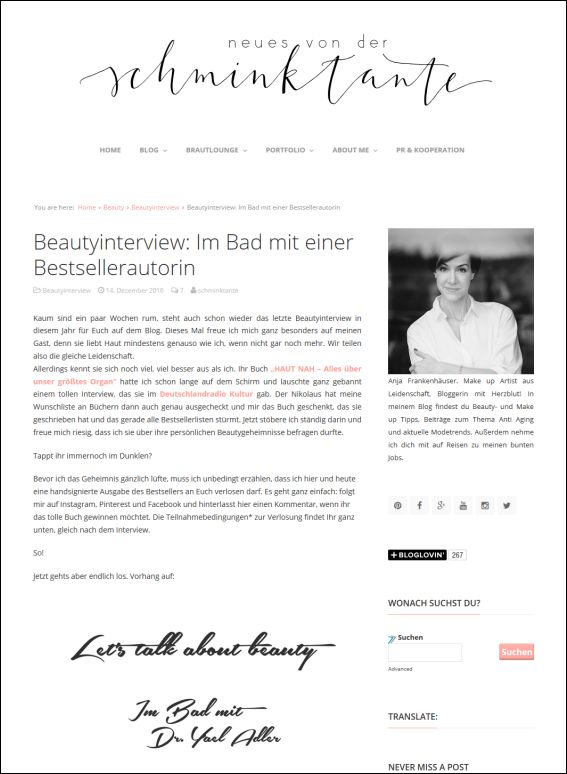 Beautyinterview: Im Bad mit einer Bestsellerautorin | 12.2016