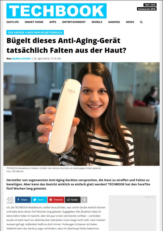 techbook.de | Bügelt dieses Anti-Aging-Gerät tatsächlich Falten aus der Haut? | 25.04.2018