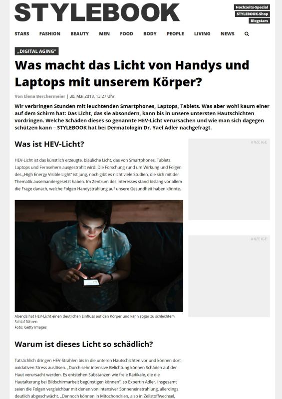 stylebook.de | Was macht das Licht von Handys und Laptops mit unserem Körper? | 30.05.2018