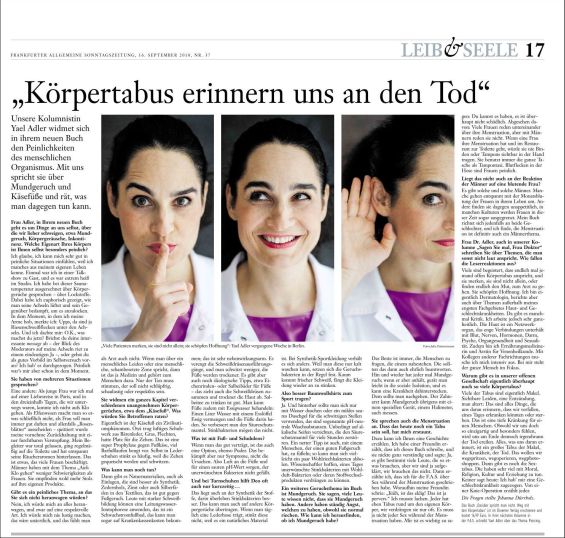 Yael Adler | Körpertabus erinnern uns an den Tod | FAS 16.09.2018