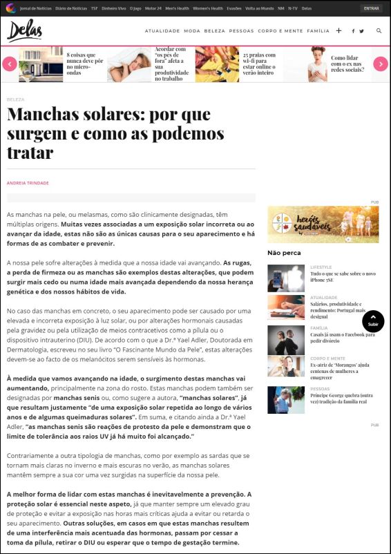 delas.pt | Manchas solares: por que surgem e como as podemos tratar | 09.07.2018