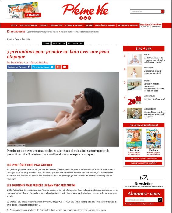 pleinevie.fr | 7 précautions pour prendre un bain avec une peau atopique | 11.01.2018