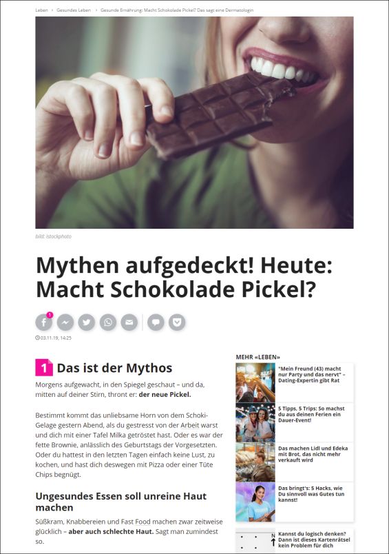 Mythen aufgedeckt! Heute: Macht Schokolade Pickel?