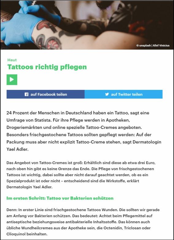 Tattoos richtig pflegen