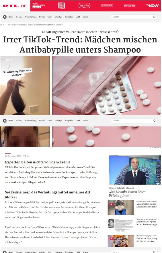 Irrer TikTok-Trend: Mädchen mischen Antibabypille unters Shampoo