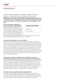Sonnenschutz bei Babyhaut: Meiden, Kleiden, Cremen (PDF)
