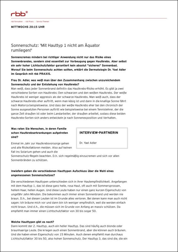 Sonnenschutz: Mit Hauttyp 1 nicht am Äquator rumliegen! (PDF)