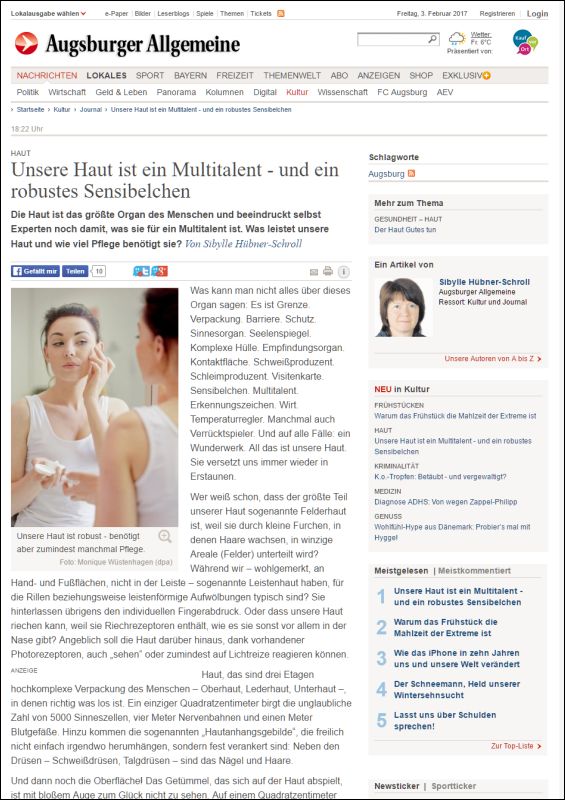 Unsere Haut ist ein Multitalent - und ein robustes Sensibelchen