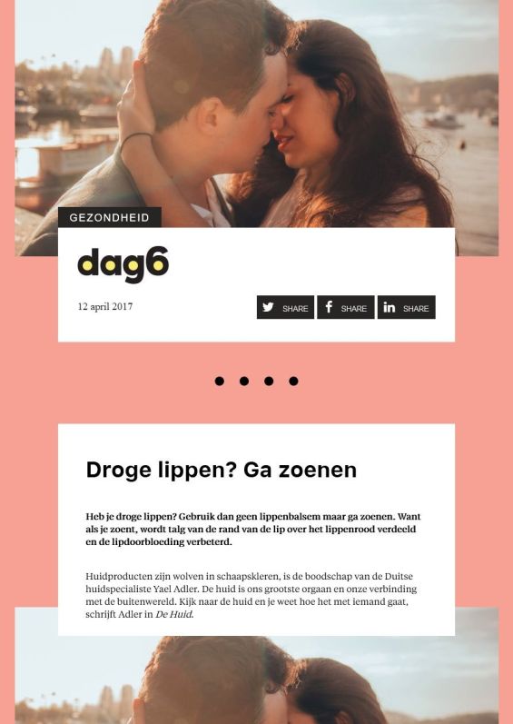 Droge lippen? Ga zoenen
