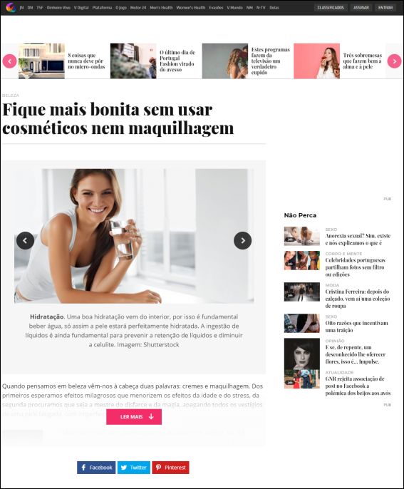 Fique mais bonita sem usar cosméticos nem maquilhagem