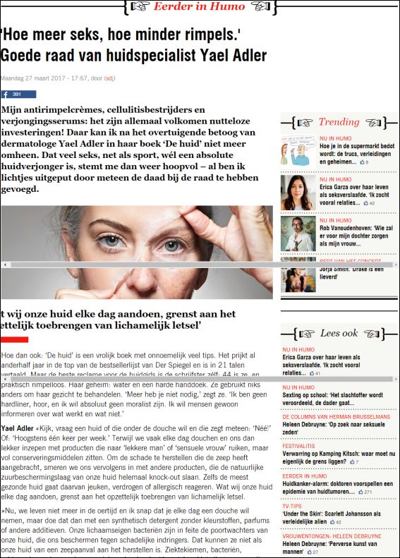 Hoe meer seks, hoe minder rimpels. Goede raad van huidspecialist Yael Adler
