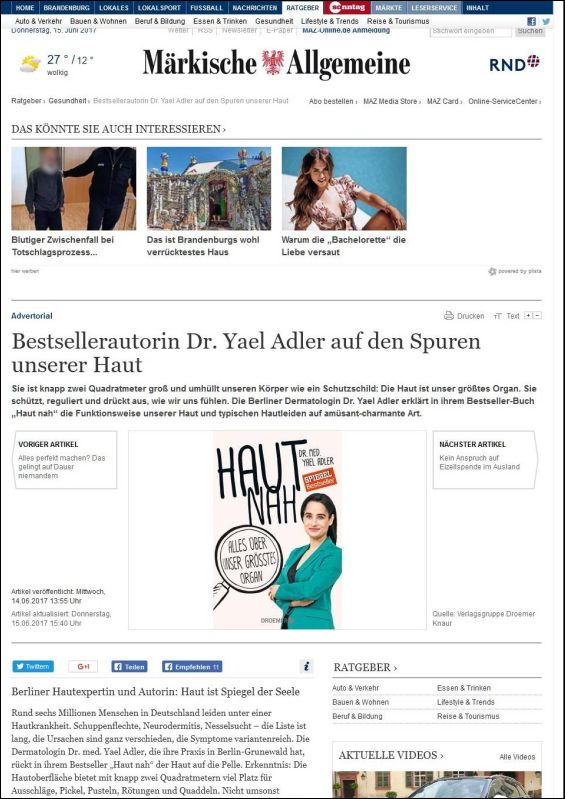 Bestsellerautorin Dr. Yael Adler auf den Spuren unserer Haut