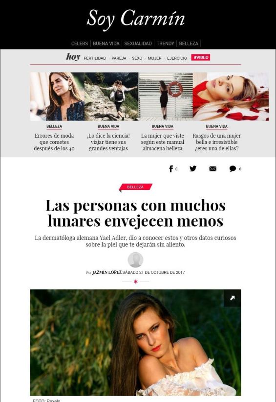 Las personas con muchos lunares envejecen menos