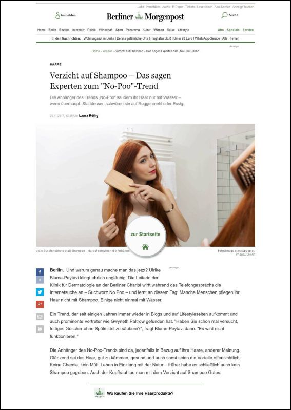 Verzicht auf Shampoo – Das sagen Experten zum No-Poo-Trend