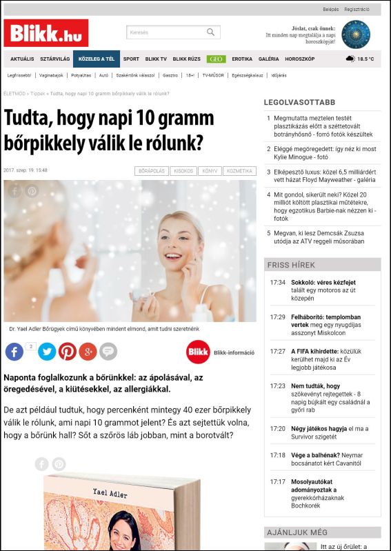 Tudta, hogy napi 10 gramm borpikkely válik le rólunk?
