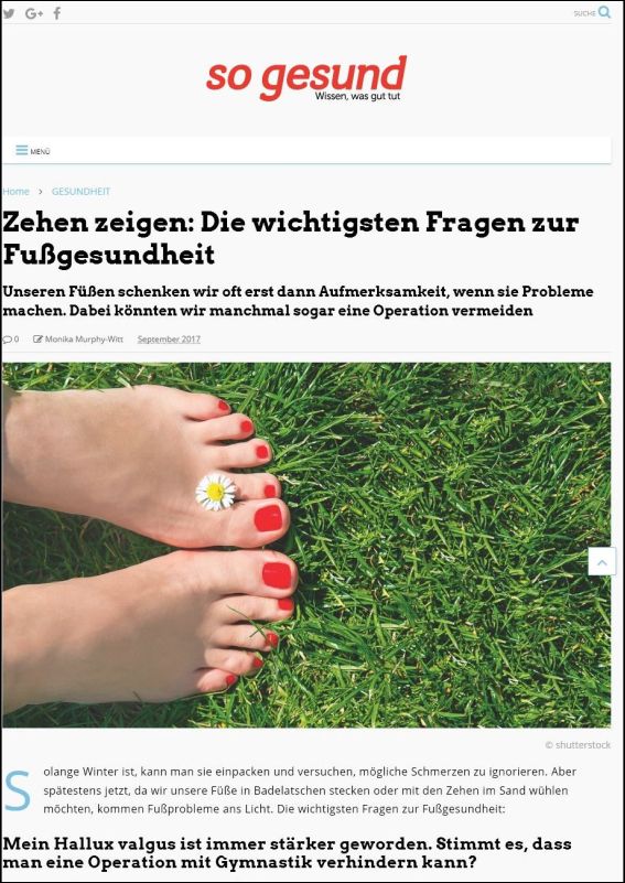 Zehen zeigen: Die wichtigsten Fragen zur Fußgesundheit | 09.2017