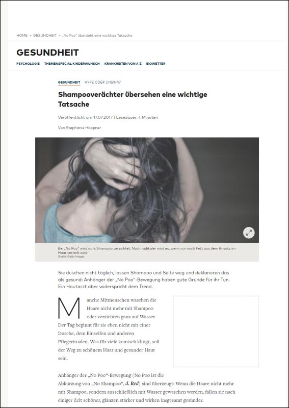 Shampooverächter übersehen eine wichtige Tatsache