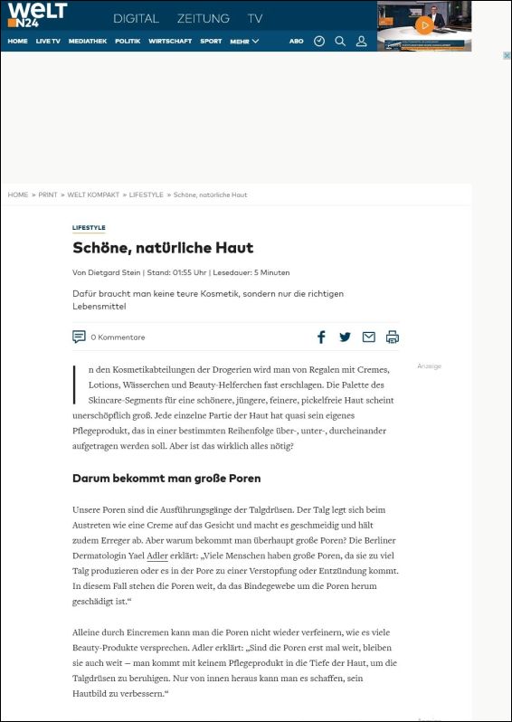 Schöne, natürliche Haut