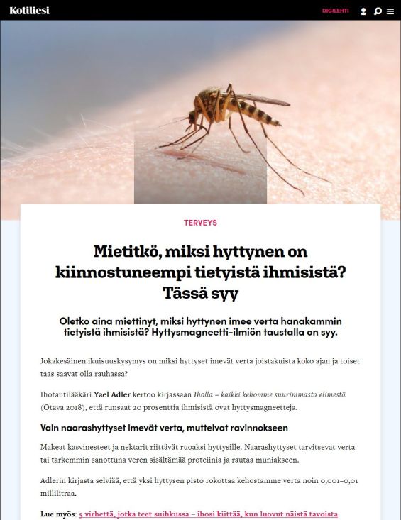 Mietitkö, miksi hyttynen on kiinnostuneempi tietyistä ihmisistä? Tässä syy