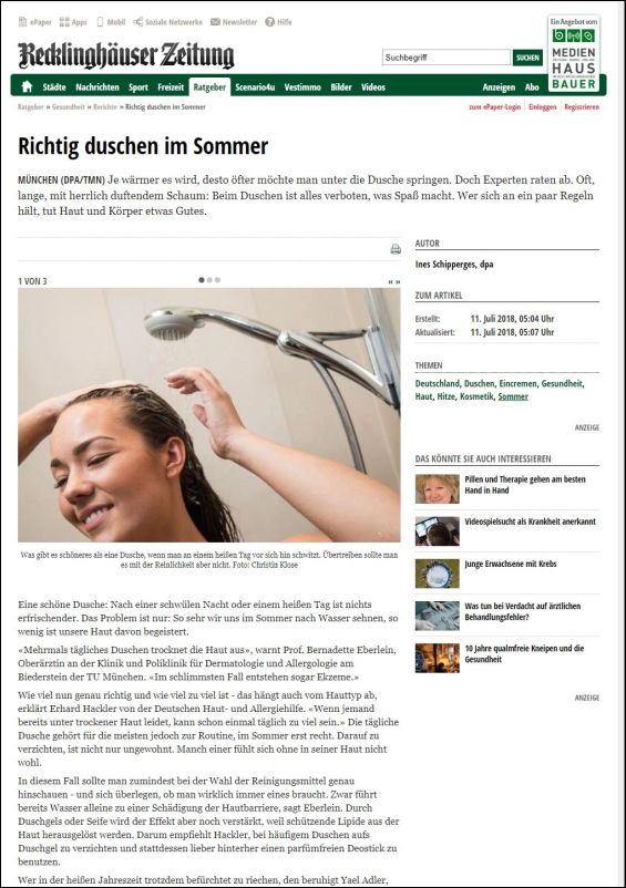 Richtig duschen im Sommer