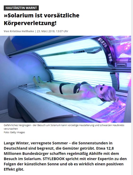 Solarium ist vorsätzliche Körperverletzung!