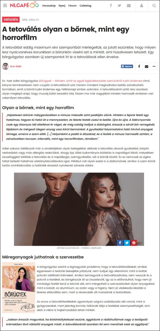 A tetoválás olyan a bornek, mint egy horrorfilm