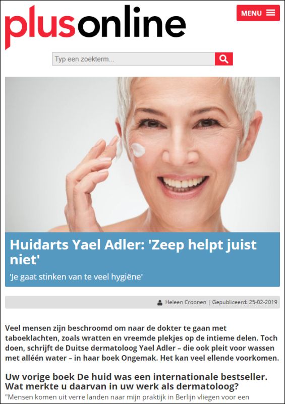 Huidarts Yael Adler: Zeep helpt juist niet