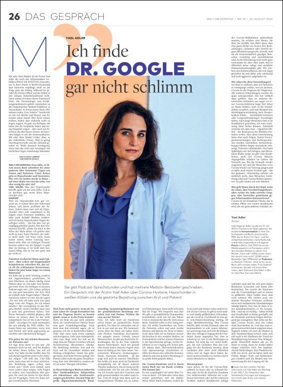 Dr. Yael Adler: Ich finde Dr. Google gar nicht schlimm