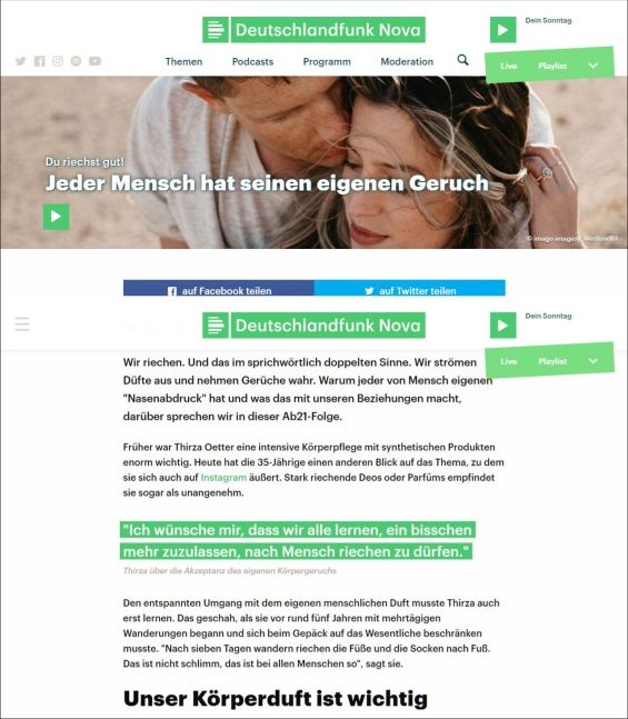 Jeder Mensch hat seinen eigenen Geruch