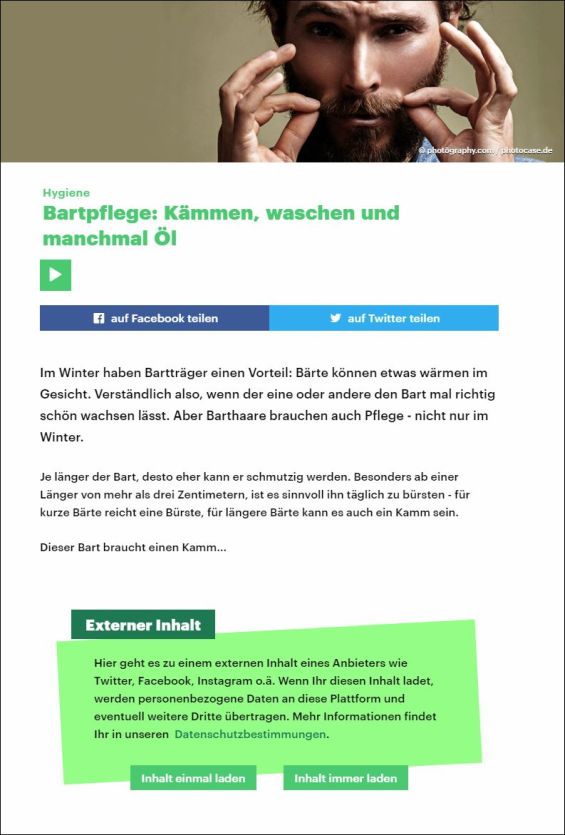 Bartpflege: Kämmen, waschen und manchmal Öl