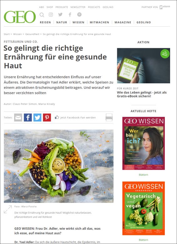 So gelingt die richtige Ernährung für eine gesunde Haut