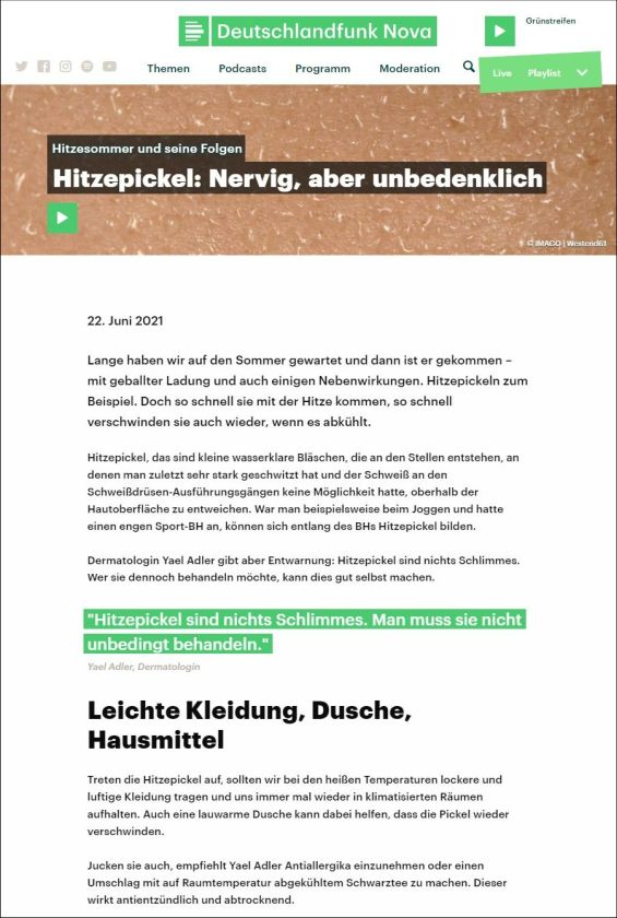 Hitzepickel: Nervig, aber unbedenklich