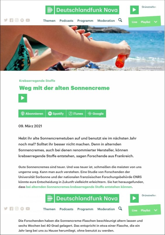 Krebserregende Stoffe: Weg mit der alten Sonnencreme