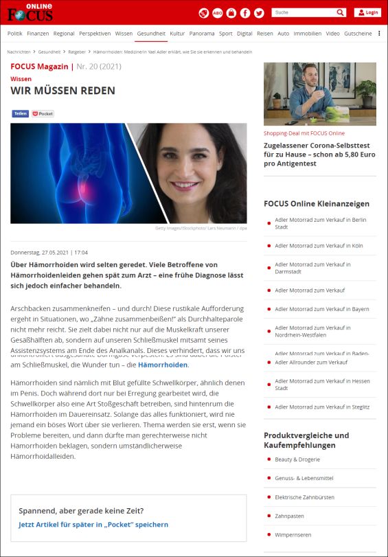 Über Hämorrhoiden wird selten geredet. Viele Betroffene gehen spät zum Arzt