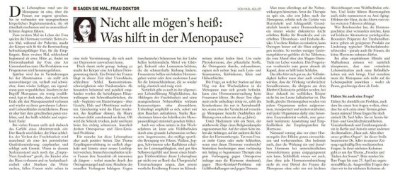 Nicht alle mögen's heiß: Was hilft in der Menopause?