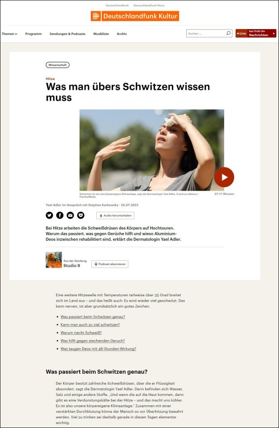 Hitze! Was man übers Schwitzen wissen muss