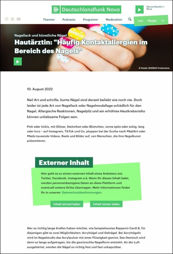 Kontaktallergien im Bereich des Nagels