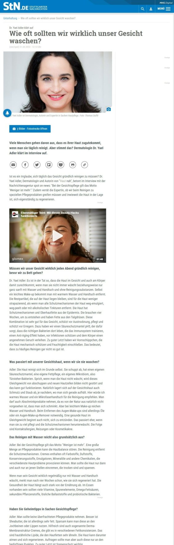 Dr. Yael Adler klärt auf: Wie oft sollten wir wirklich unser Gesicht waschen?