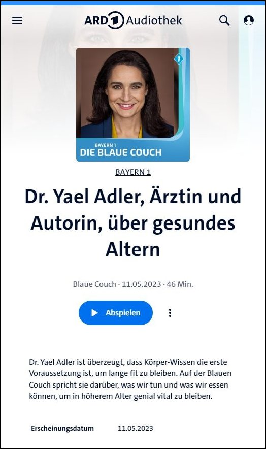 Blaue Couch | Dr. Yael Adler, Ärztin und Autorin, über gesundes Altern