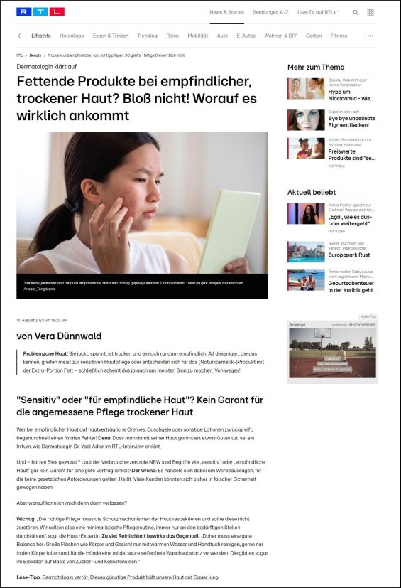 Fettende Produkte bei empfindlicher, trockener Haut? Bloß nicht! Worauf es wirklich ankommt