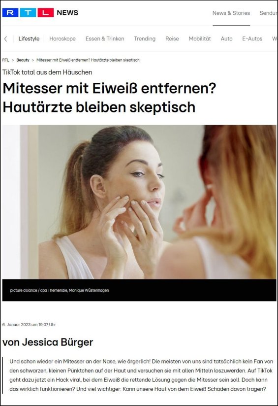 TikTok total aus dem Häuschen: Mitesser mit Eiweiß entfernen? Hautärzte bleiben skeptisch