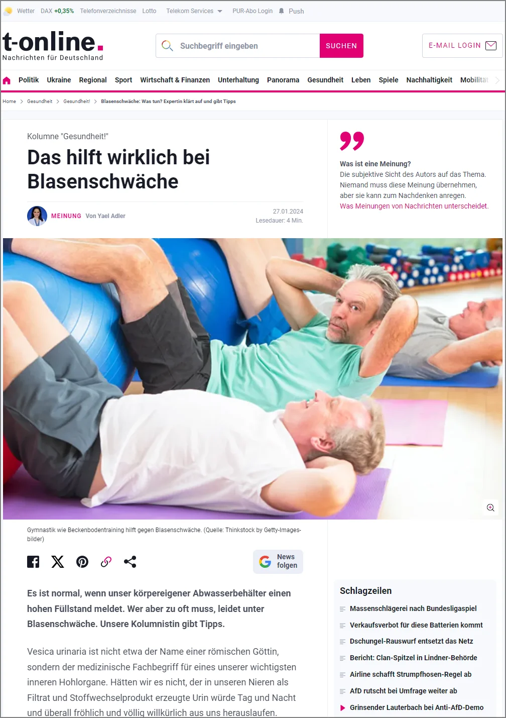 Kolumne - Das hilft wirklich bei Blasenschwäche